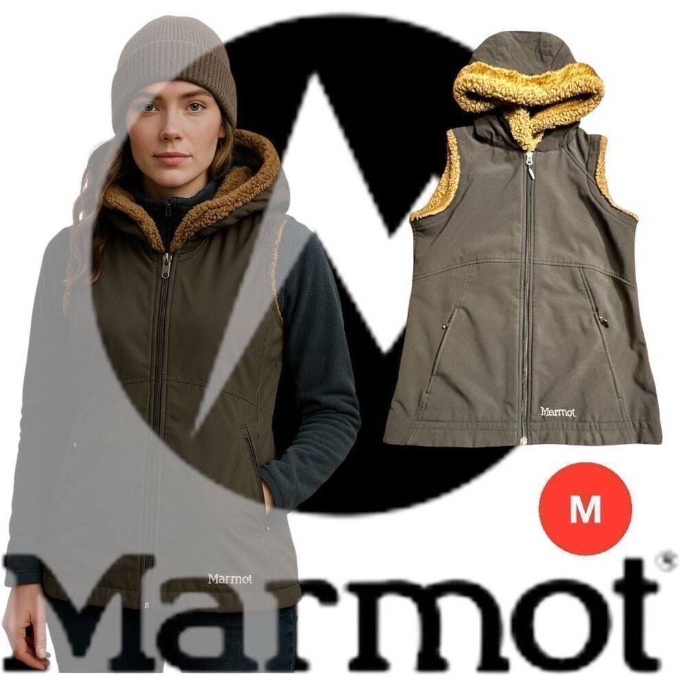 MARMOT WOMEN'S FURLONG BLACK FAUX FUR FLEECE LINED VEST, SIZE M